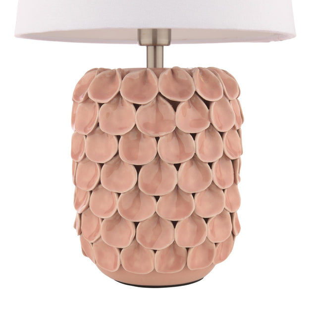 Laura Ashley Marwick Table Lamp Pink Ceramic and Brushed Silver With Shade