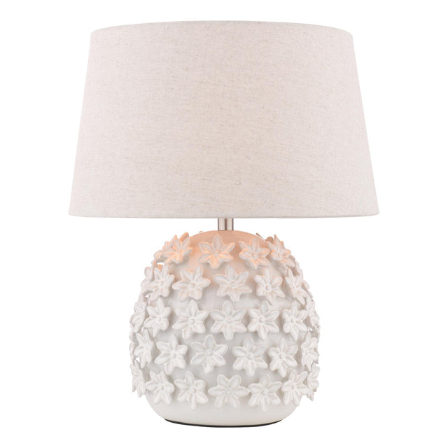 Laura Ashley Ingham Table Lamp White Ceramic and Brushed Silver With Shade