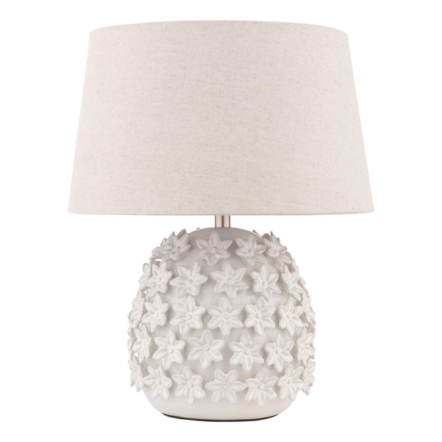 Laura Ashley Ingham Table Lamp White Ceramic and Brushed Silver With Shade