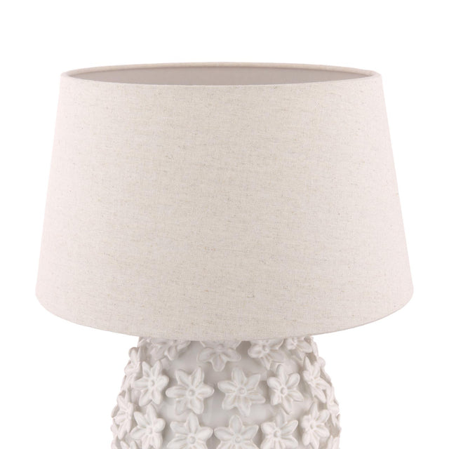 Laura Ashley Ingham Table Lamp White Ceramic and Brushed Silver With Shade