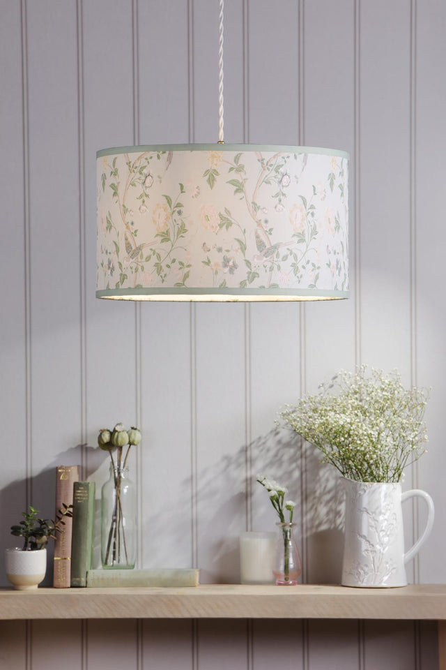 Laura Ashley Summer Palace Eau De Nil Green Cotton Drum Shade 38cm