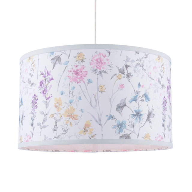 Laura Ashley Wild Meadow Multi Blue Cotton Drum Shade 38cm