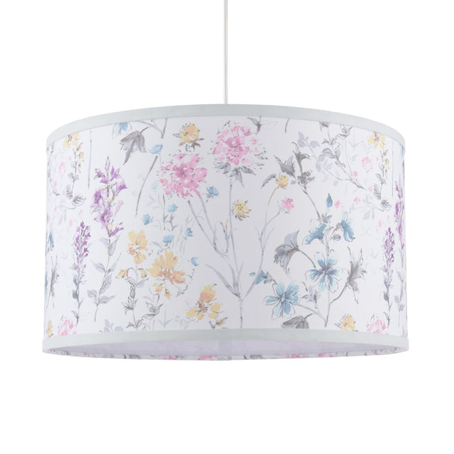 Laura Ashley Wild Meadow Multi Blue Cotton Drum Shade 38cm