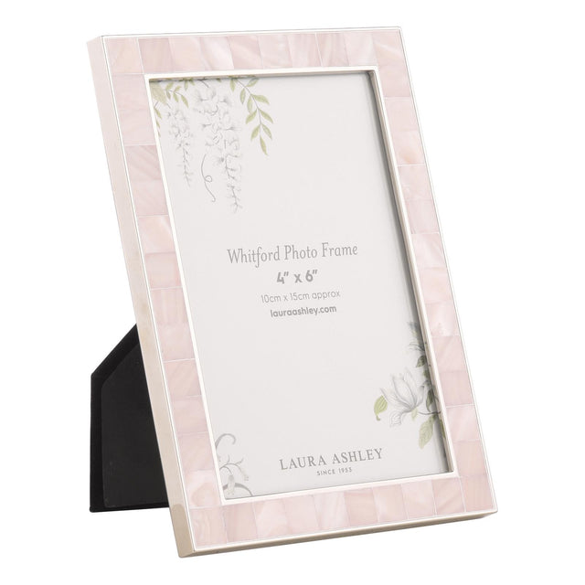 Laura Ashley Whitford Photo Frame Polished Nickel and Pink 4" x 6"