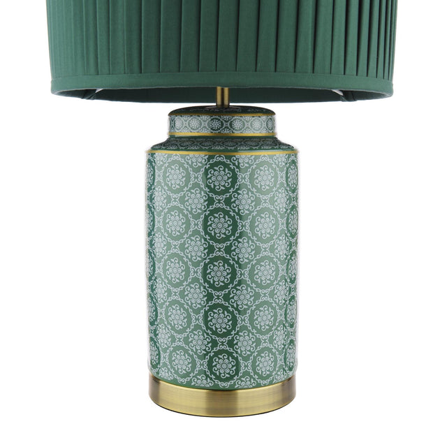 Laura Ashley Knipton Table Lamp Green Ceramic and Antique Brass With Shade