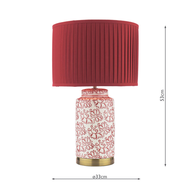Laura Ashley Knipton Table Lamp Red Ceramic and Antique Brass With Shade
