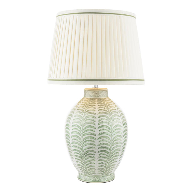 Laura Ashley Stannard Table Lamp Green Ceramic and Polished Chrome With Shade