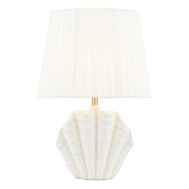 Laura Ashley Shell Table Lamp White Ceramic and Satin Chrome With Shade