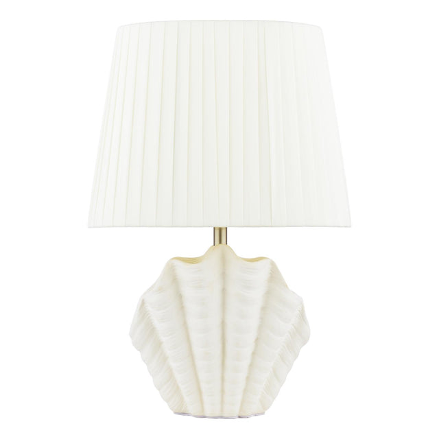 Laura Ashley Shell Table Lamp White Ceramic and Satin Chrome With Shade