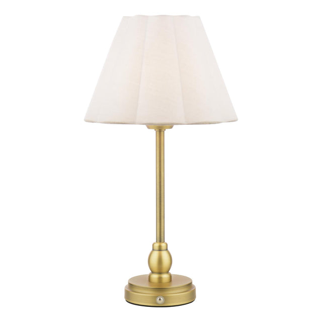 Laura Ashley Erin Rechargeable Table Lamp Matt Antique Brass With Shade LED