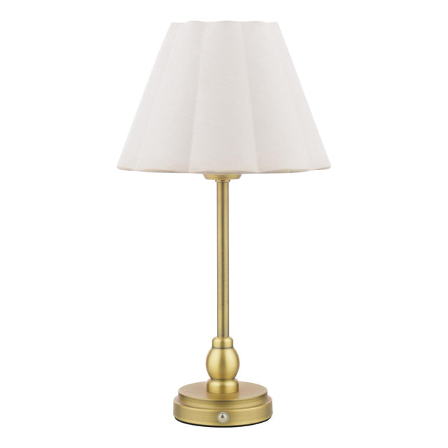 Laura Ashley Erin Rechargeable Table Lamp Matt Antique Brass With Shade LED
