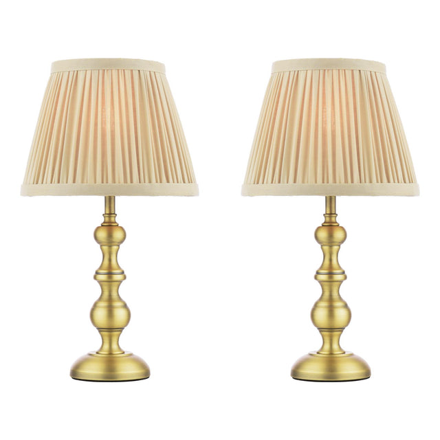 Laura Ashley Ezra Twin Pack Table Lamp Matt Antique Brass With Shade