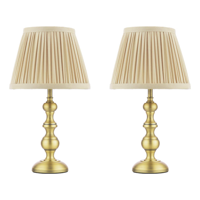 Laura Ashley Ezra Twin Pack Table Lamp Matt Antique Brass With Shade