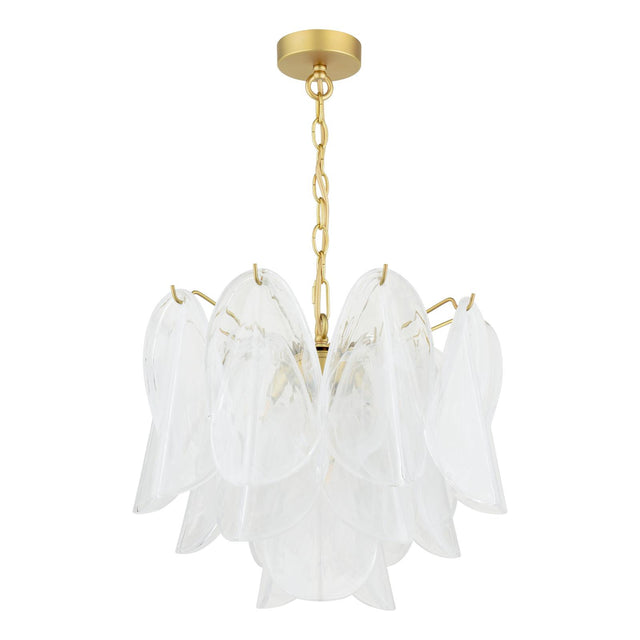 Laura Ashley Stannington 4 Light Pendant Matt Antique Brass and White Glass