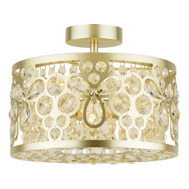 Laura Ashley Tilbrook 3 Light Flush Matt Champagne and Crystal