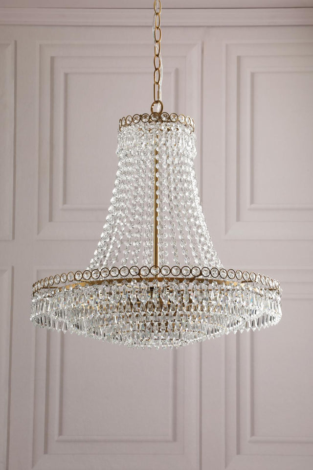 Laura Ashley Enid 5 Light Grande Chandelier Glass and Matt Antique Brass