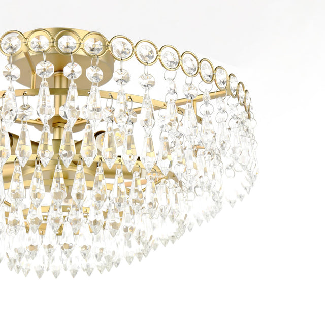 Laura Ashley Enid 5 Light Semi-Flush Faceted Glass and Matt Antique Brass