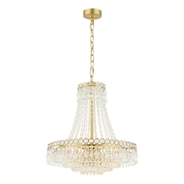 Laura Ashley Enid 5 Light Chandelier Faceted Glass and Matt Antique Brass