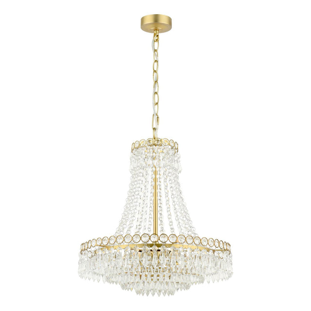 Laura Ashley Enid 5 Light Chandelier Faceted Glass and Matt Antique Brass