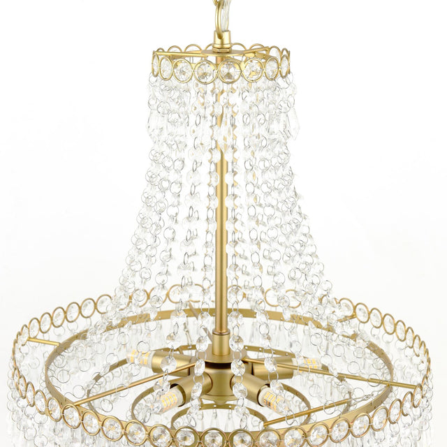 Laura Ashley Enid 5 Light Chandelier Faceted Glass and Matt Antique Brass