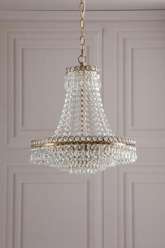 Laura Ashley Enid 5 Light Chandelier Faceted Glass and Matt Antique Brass