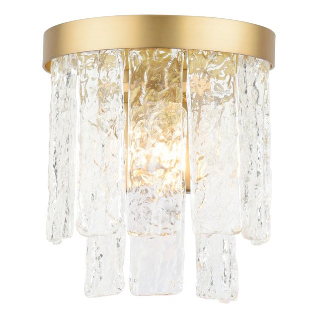 Laura Ashley Durnsford Wall Light Matt Antique Brass and Textured Glass