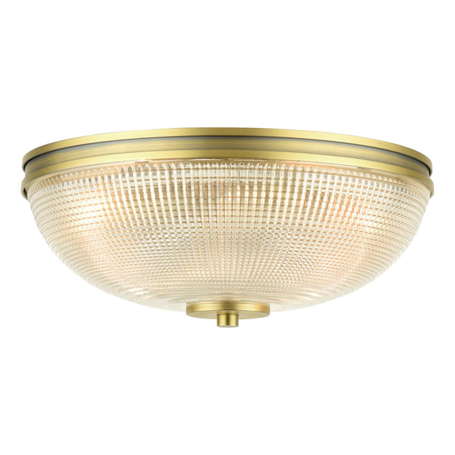 Laura Ashley Langdon 2 Light Bathroom Ceiling Light Matt Antique Brass and Textured Glass IP44