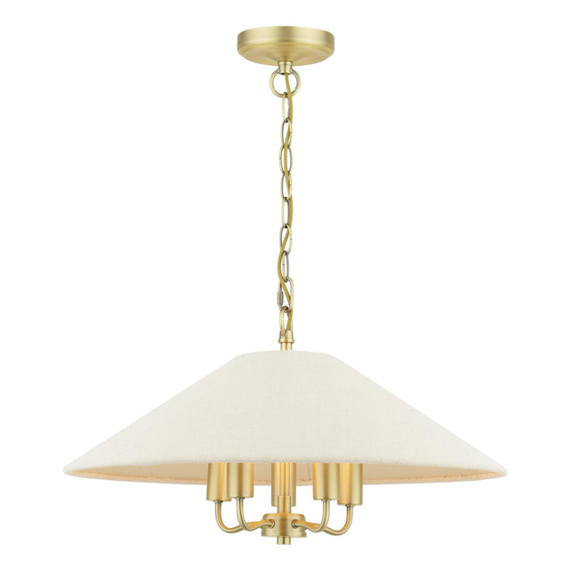 Laura Ashley Harland 5 Light Pendant Matt Antique Brass With Shade