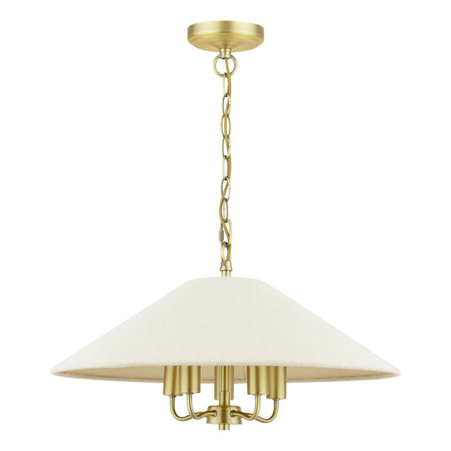 Laura Ashley Harland 5 Light Pendant Matt Antique Brass With Shade