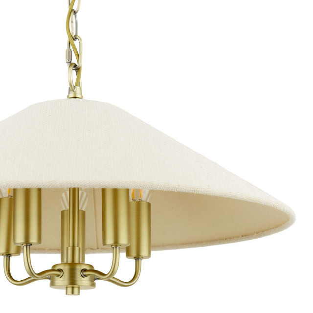 Laura Ashley Harland 5 Light Pendant Matt Antique Brass With Shade