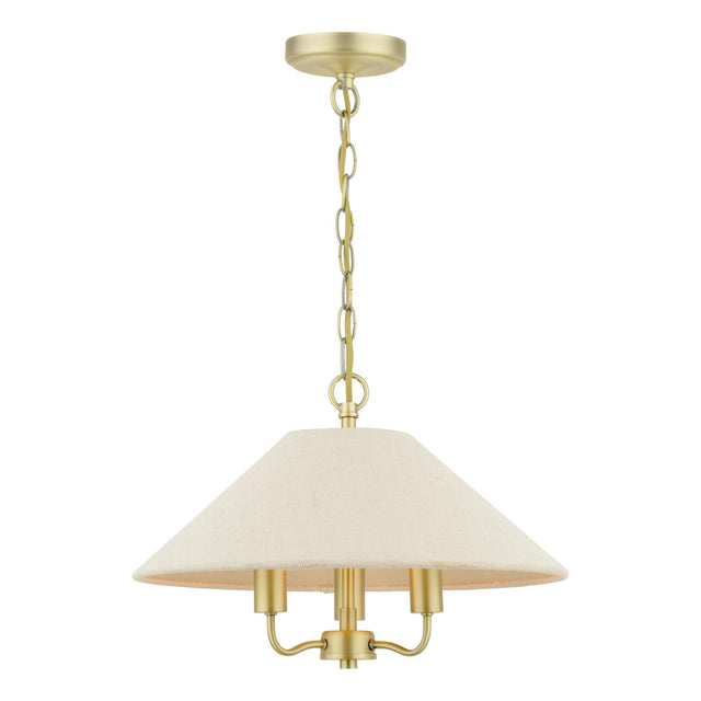 Laura Ashley Harland 3 Light Pendant Matt Antique Brass With Shade