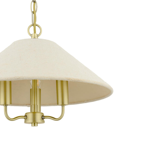 Laura Ashley Harland 3 Light Pendant Matt Antique Brass With Shade