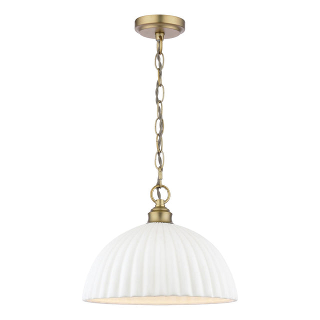 Laura Ashley Durford Large Pendant Matt Antique Brass and White