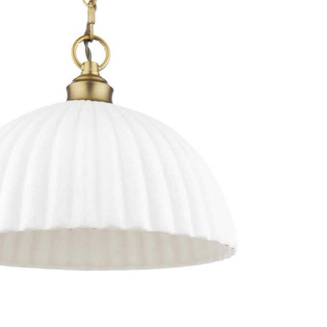 Laura Ashley Durford Large Pendant Matt Antique Brass and White