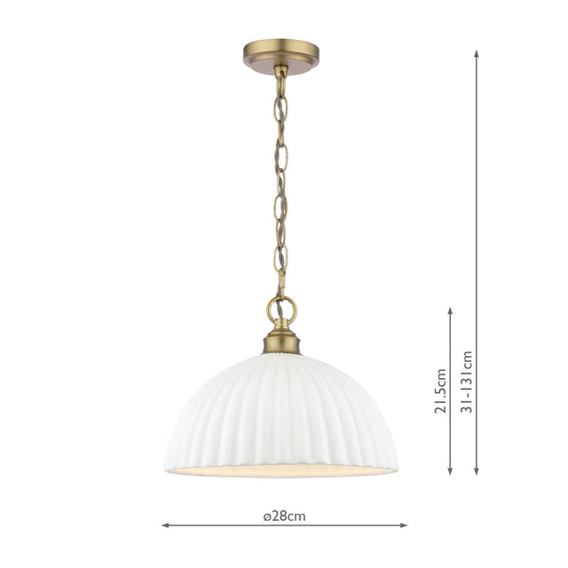 Laura Ashley Durford Large Pendant Matt Antique Brass and White