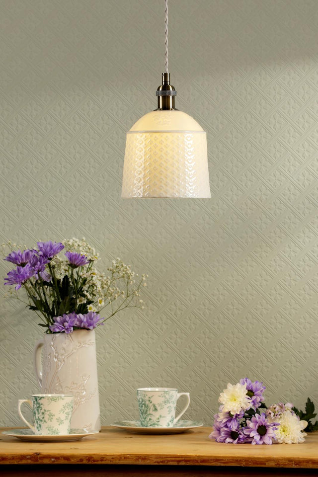 Laura Ashley Porcelain Pendant Cream and Antique Brass