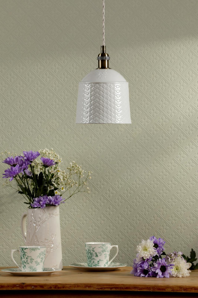 Laura Ashley Porcelain Pendant Cream and Antique Brass