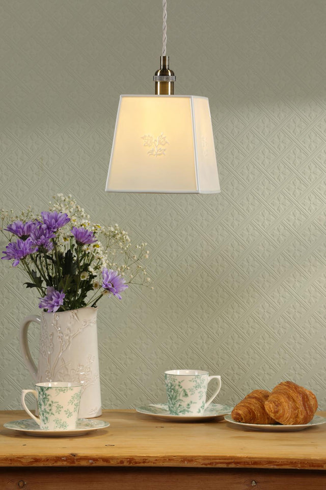 Laura Ashley Porcelain Pendant Cream and Antique Brass