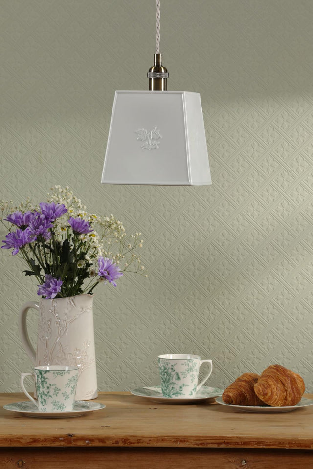 Laura Ashley Porcelain Pendant Cream and Antique Brass