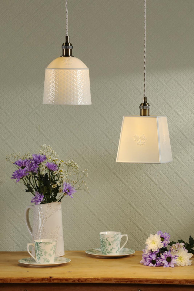 Laura Ashley Porcelain Pendant Cream and Antique Brass