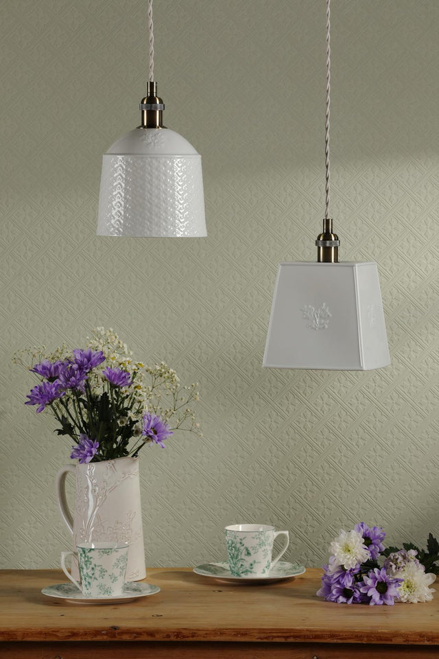 Laura Ashley Porcelain Pendant Cream and Antique Brass