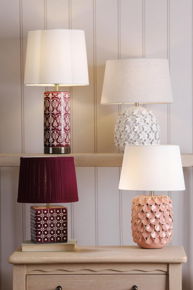 Laura Ashley Medlock Table Lamp Purple Ceramic and Antique Brass With Shade