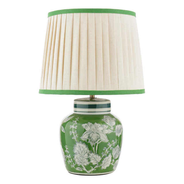 Laura Ashley Colwich Table Lamp Green Ceramic and Antique Brass With Shade