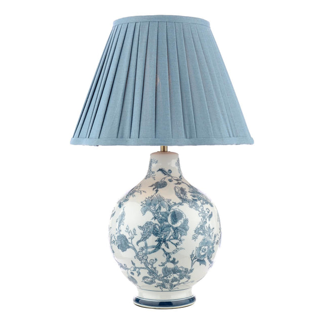 Laura Ashley Maltby Table Lamp Blue Ceramic and Antique Brass With Shade