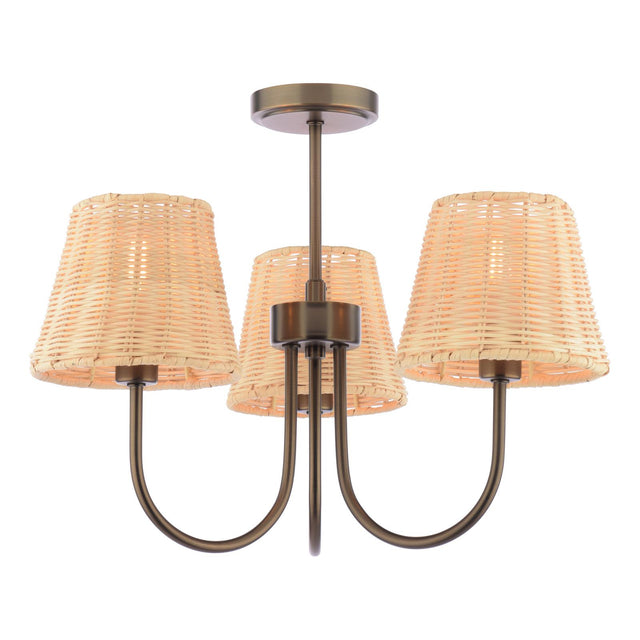 Laura Ashley Hasfield 3 Light Semi-Flush Satin Bronze With Shade
