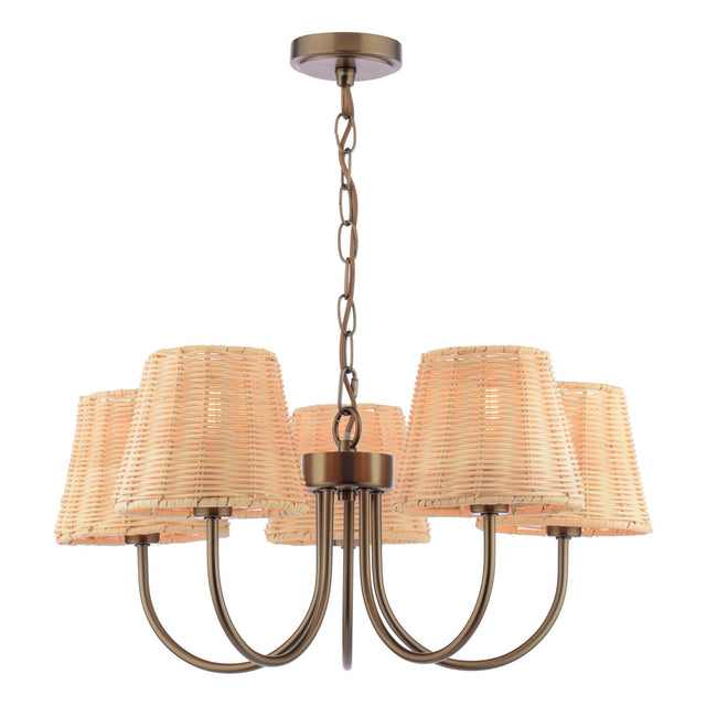 Laura Ashley Hasfield 5 Light Pendant Satin Bronze With Shade