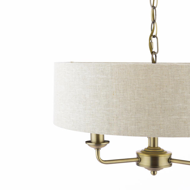 Laura Ashley Sorrento 3 Light Shadelier Matt Antique Brass With Natural Shade
