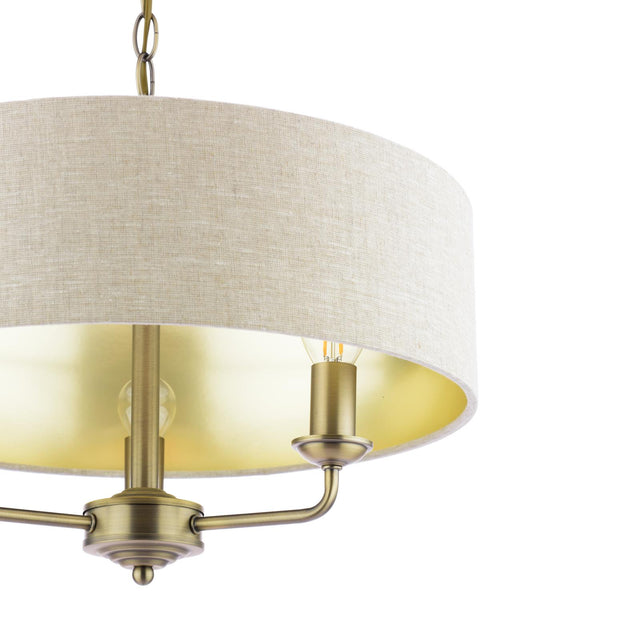 Laura Ashley Sorrento 3 Light Shadelier Matt Antique Brass With Natural Shade