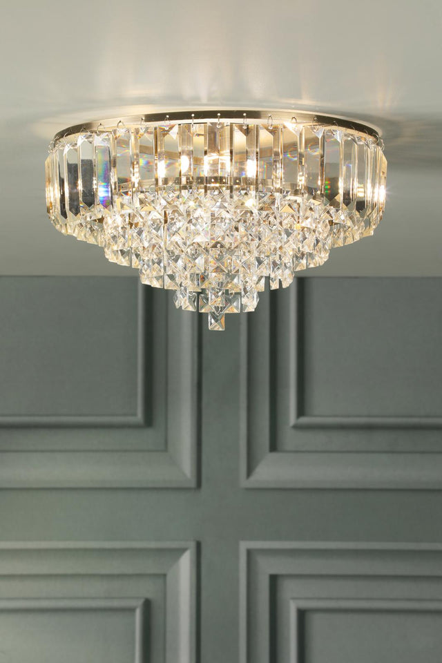 Laura Ashley Vienna 3 Light Flush Crystal and Antique Brass