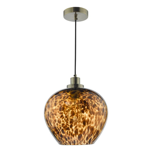 Leandra Pendant Tortoiseshell Glass and Antique Brass